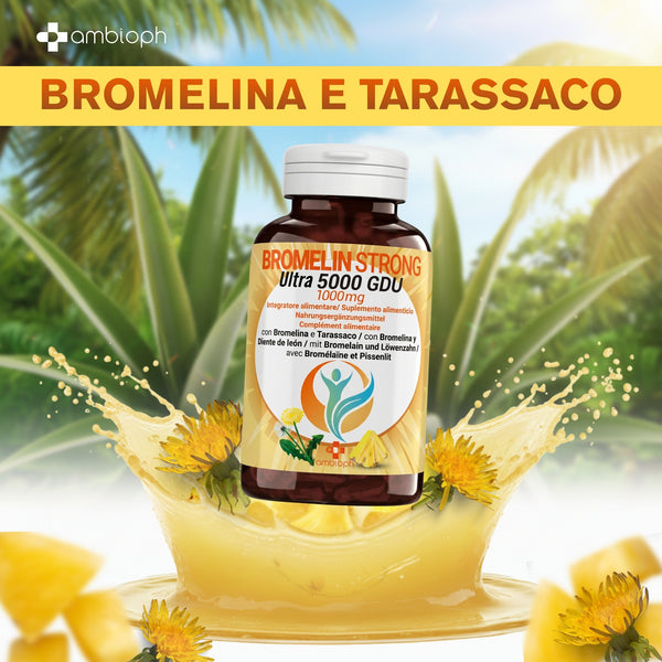 BROMELINA FORTE DRENANTE - Bromelina Drenante Purissima Alto Dosaggio 5000 Gdu Con Tarassaco Ad Azione Anticellulite E Detox 