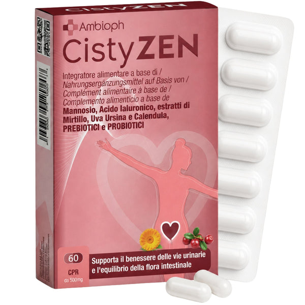 Cistyzen, D‑mannosio e Mirtillo Rosso – Integratore Naturale per CISTITE, Infezioni Urinarie