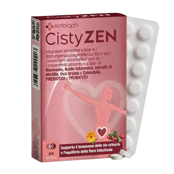 Cistyzen, D‑mannosio e Mirtillo Rosso – Integratore Naturale per CISTITE, Infezioni Urinarie