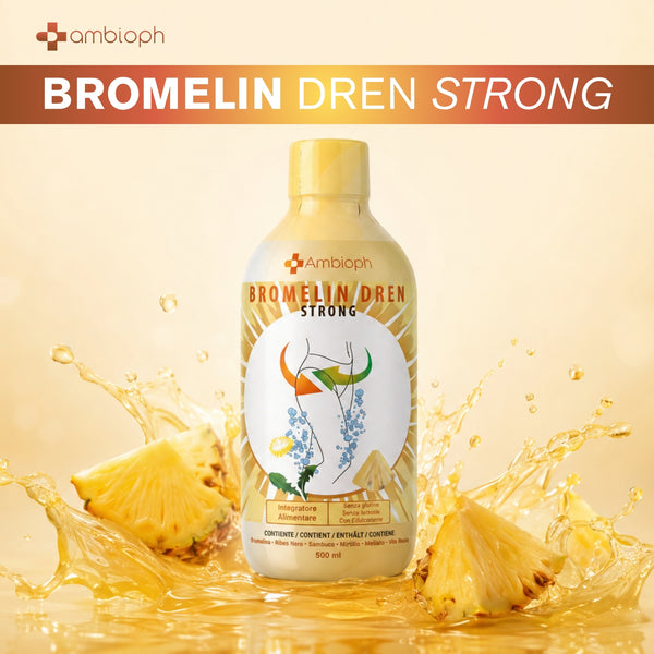 Bromelin Strong | Integratore Drenante da Bere | Bromelina e 6 Principi Attivi | Benessere delle Gambe e Microcircolo | 500 ml