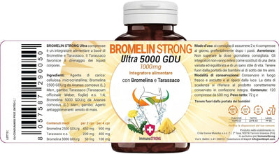 Bromelina Forte 5000 GDU | Bromelina e Tarassaco Alto Dosaggio | Integratore per il Drenaggio e il Benessere Digestivo