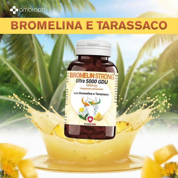 BROMELINA FORTE DRENANTE - Bromelina Drenante Purissima Alto Dosaggio 5000 Gdu Con Tarassaco Ad Azione Anticellulite E Detox 