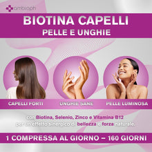Biotina Capelli ADVANCED - Integratori per Capelli con Zinco, Selenio e Vitamina B12 – Formula rinforzante e di Crescita capelli, unghie e pelle – 160 cpr, Vitamine per capellì. BIOTINA - Ambioph