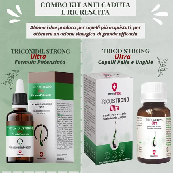 COMBO KIT ANTI CADUTA CPELLI - Integratore per capelli con botina + Lozione anti caduta forte