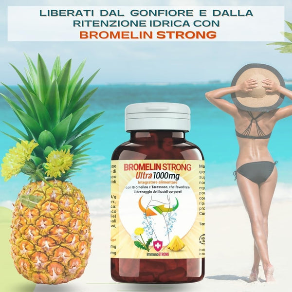 BROMELINA FORTE DRENANTE - Bromelina Drenante Purissima Alto Dosaggio 5000 Gdu Con Tarassaco Ad Azione Anticellulite E Detox
