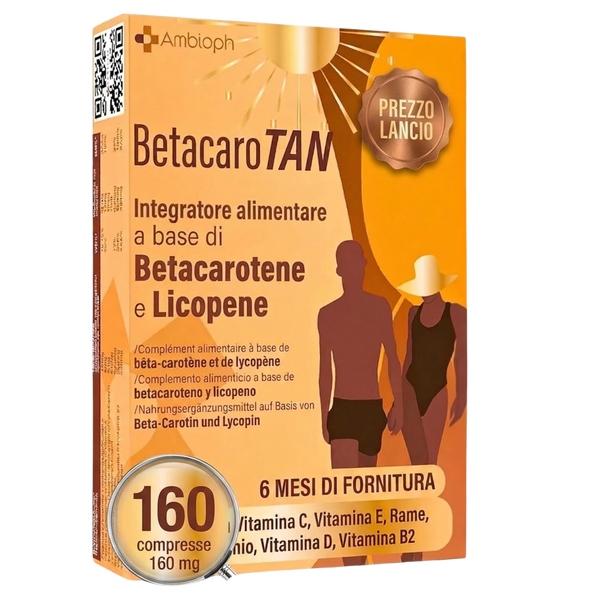 BETACAROTENE Integratore abbronzatura con Betacarotene Per Abbronzatura Forte Altamente dosato Carotenoidi da Carote e vitamine per abbronzatura - Ambioph