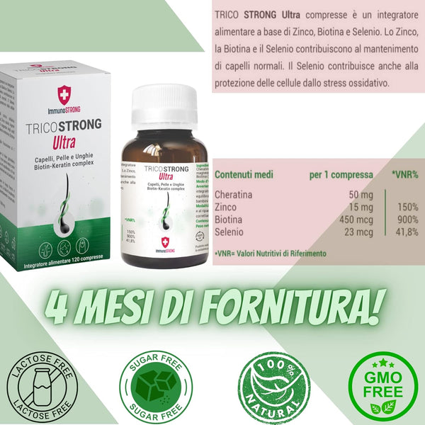 TricoSTRONG Ultra - Integratore Capelli Biotina Cheratina Complex